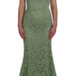 Dolce & Gabbana Green Floral Lace Sheath Maxi Dress