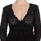 Dolce & Gabbana Black Ricamo Knitted Full Length Maxi Dress