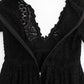 Dolce & Gabbana Black Ricamo Knitted Full Length Maxi Dress