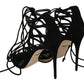 Dolce & Gabbana Black Suede Gladiator Ankle Strap Stiletto Heels