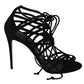 Dolce & Gabbana Black Suede Gladiator Ankle Strap Stiletto Heels