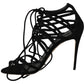 Dolce & Gabbana Black Suede Gladiator Ankle Strap Stiletto Heels