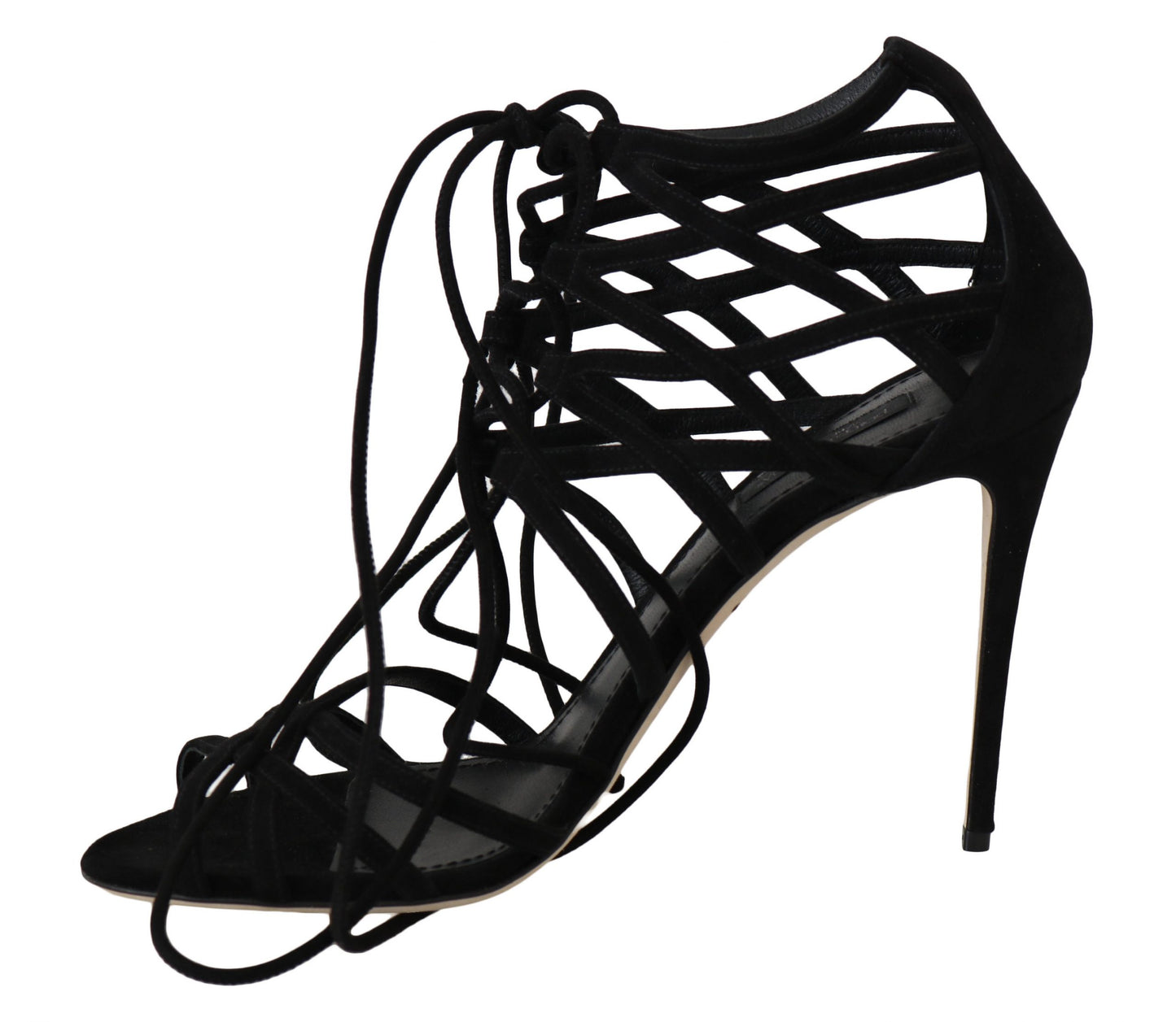 Dolce & Gabbana Black Suede Gladiator Ankle Strap Stiletto Heels