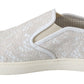 Dolce & Gabbana White Leather Lace Slip On Loafers Shoes