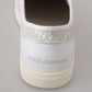 Dolce & Gabbana White Leather Lace Slip On Loafers Shoes