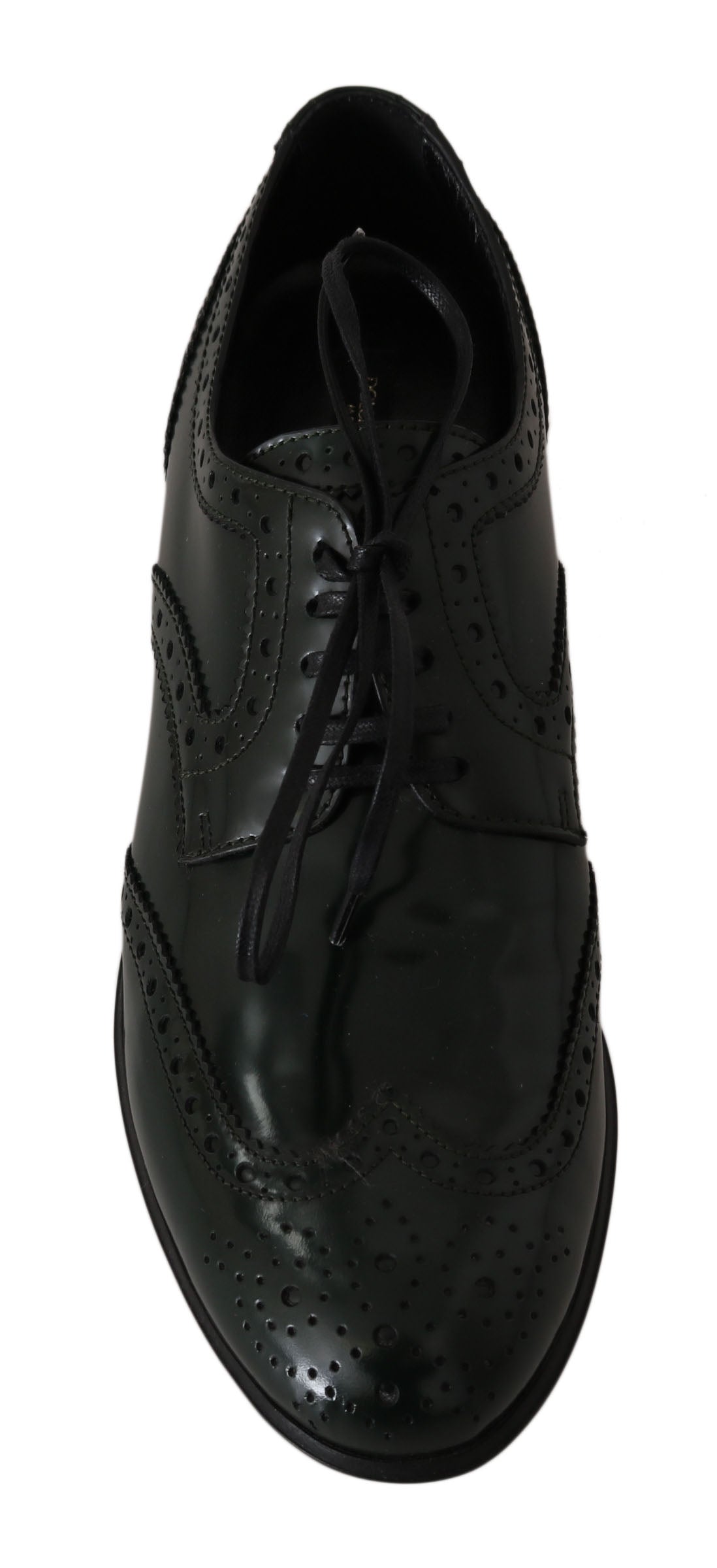 Dolce & Gabbana Green Leather Broque Oxford Wingtip Shoes