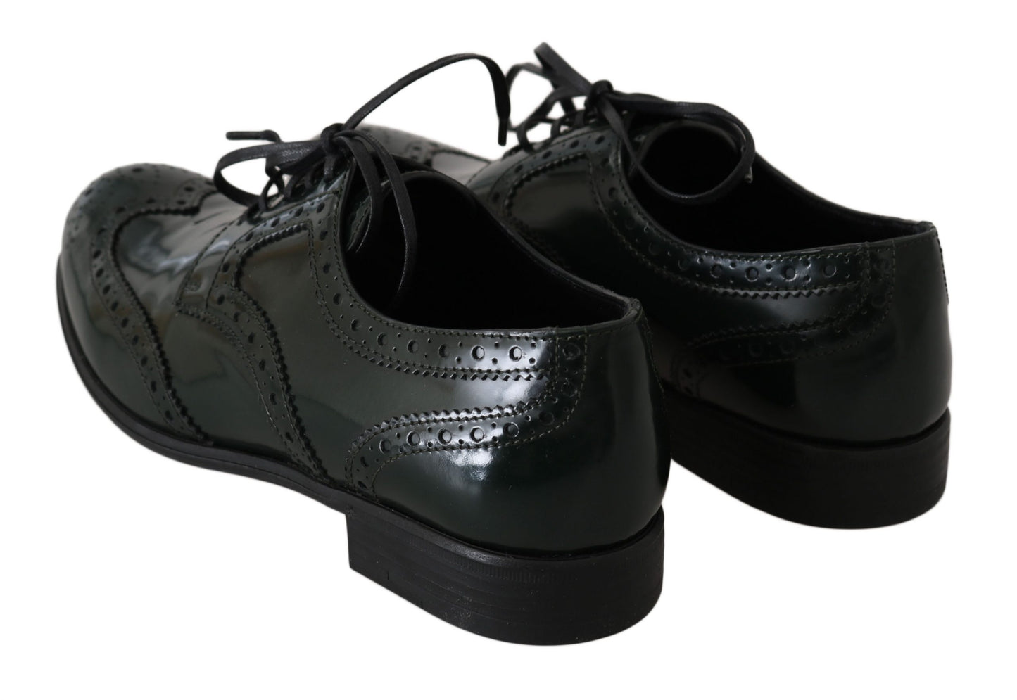 Dolce & Gabbana Green Leather Broque Oxford Wingtip Shoes