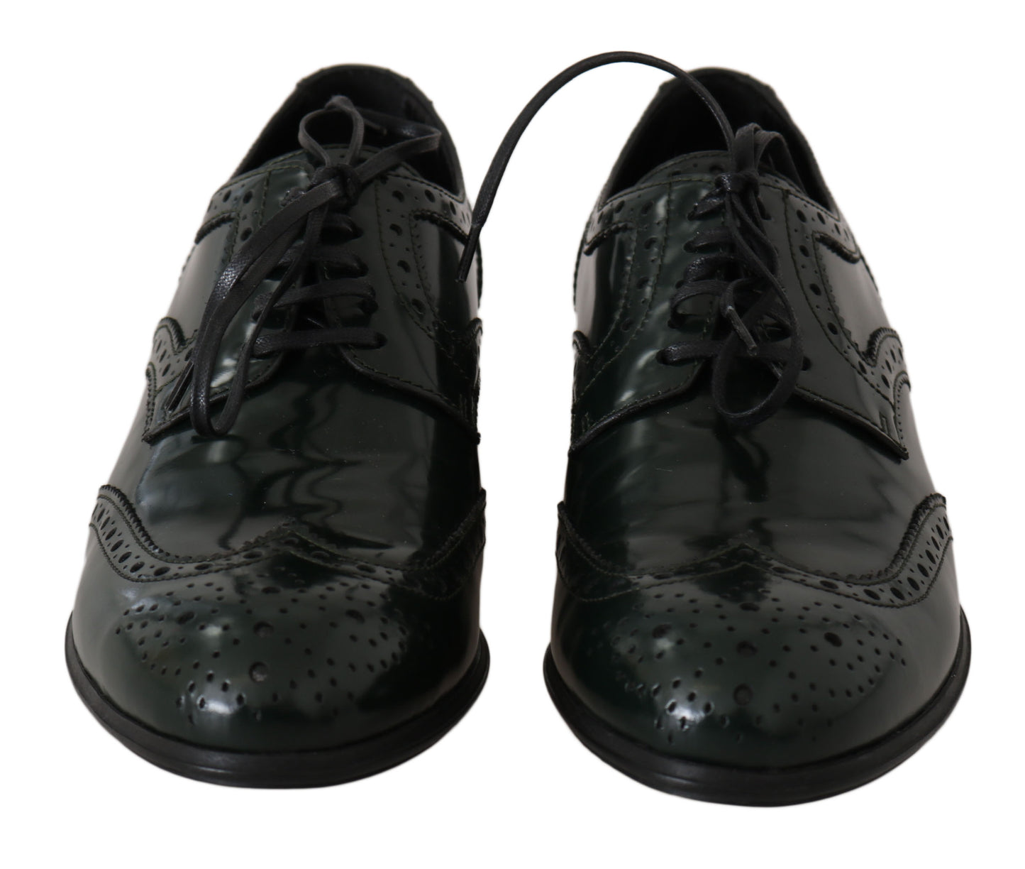 Dolce & Gabbana Green Leather Broque Oxford Wingtip Shoes