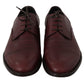 Dolce & Gabbana Red Bordeaux Leather Derby Formal Shoes