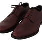 Dolce & Gabbana Red Bordeaux Leather Derby Formal Shoes