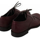 Dolce & Gabbana Red Bordeaux Leather Derby Formal Shoes