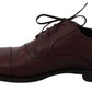 Dolce & Gabbana Red Bordeaux Leather Derby Formal Shoes