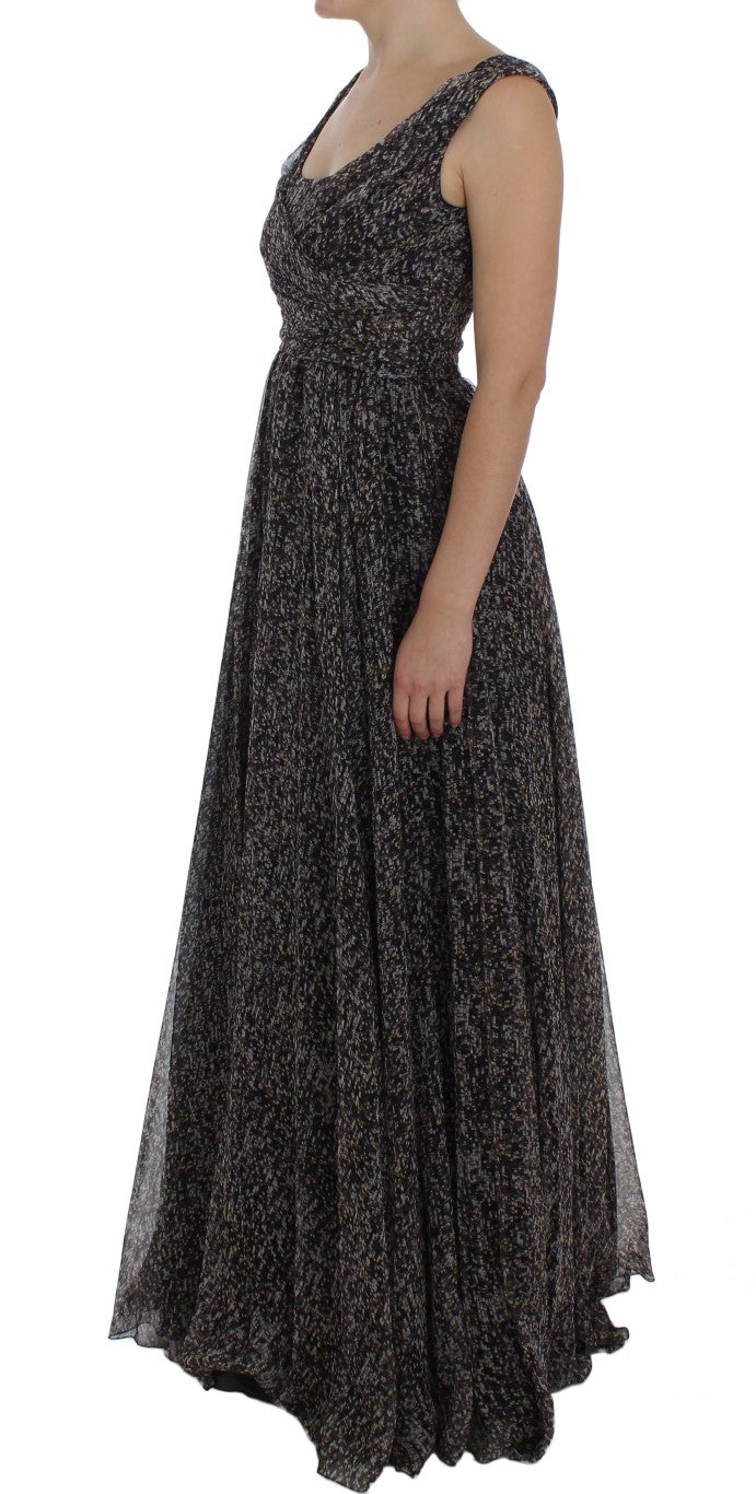 Dolce & Gabbana Dark Silk Shift Gown Full Length Dress