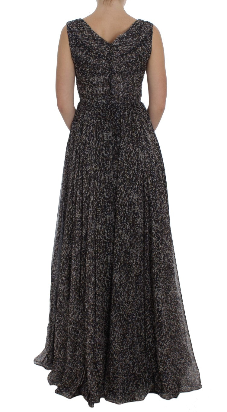 Dolce & Gabbana Dark Silk Shift Gown Full Length Dress