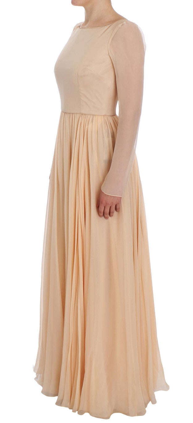 Dolce & Gabbana Beige Silk Ball Gown Full Length Dress