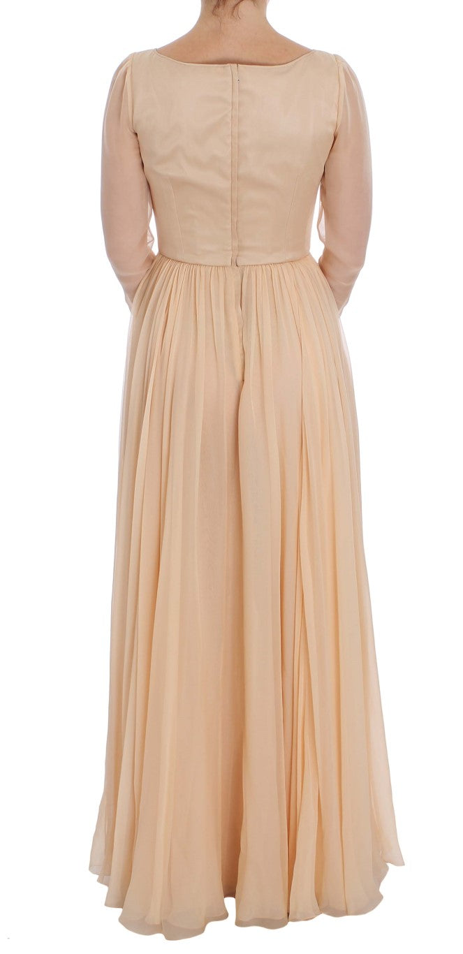 Dolce & Gabbana Beige Silk Ball Gown Full Length Dress