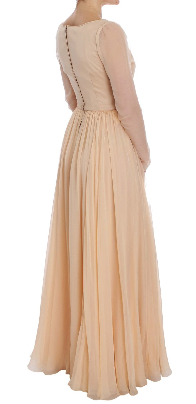 Dolce & Gabbana Beige Silk Ball Gown Full Length Dress