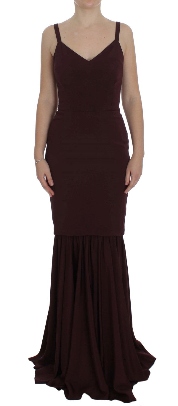 Dolce & Gabbana Bordeaux Stretch Full Length Sheath Dress