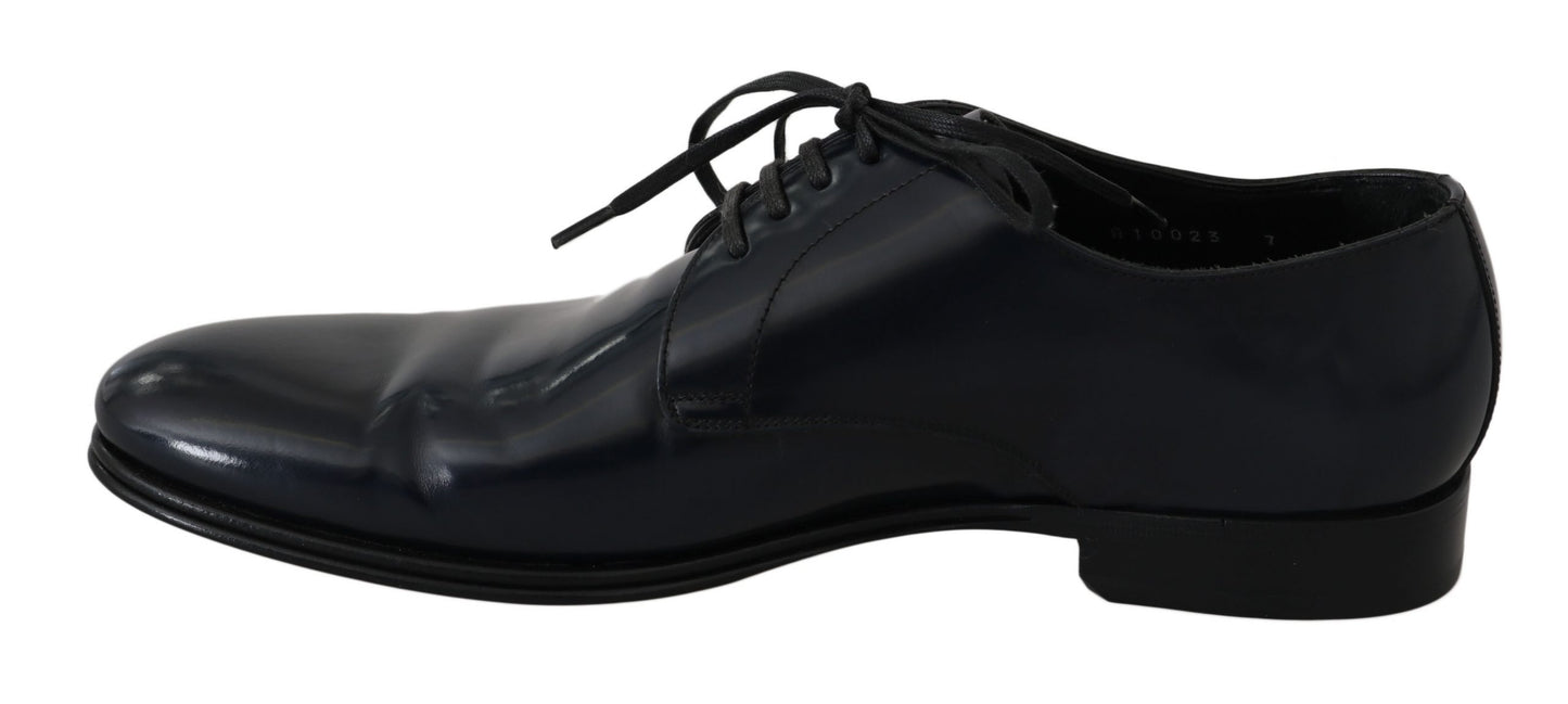 Dolce & Gabbana Blue Leather Dress Derby Formal Mens Shoes