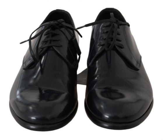 Dolce & Gabbana Blue Leather Polished Dress Derby Shoes