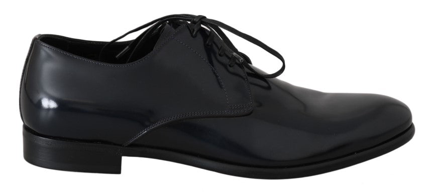 Dolce & Gabbana Blue Leather Polished Dress Derby Shoes