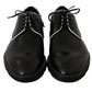 Dolce & Gabbana Black Leather White Line Dress Derby Shoes