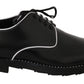 Dolce & Gabbana Black Leather White Line Dress Derby Shoes