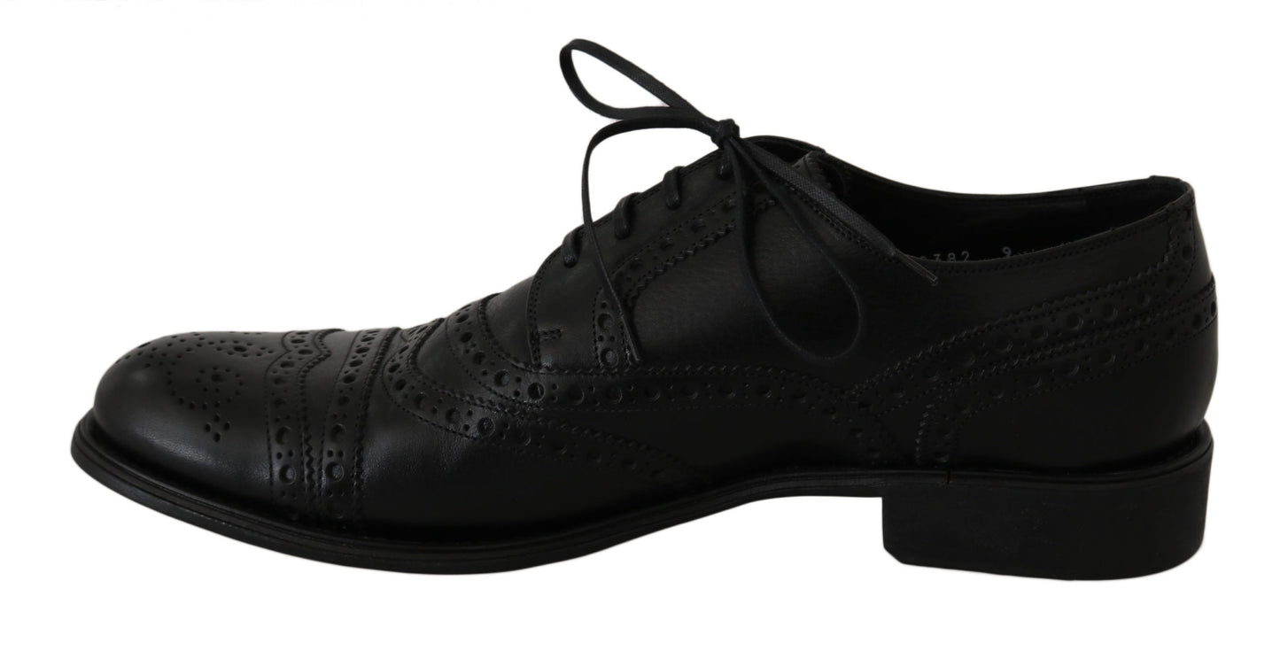 Dolce & Gabbana Black Leather Wingtip Oxford Dress Shoes