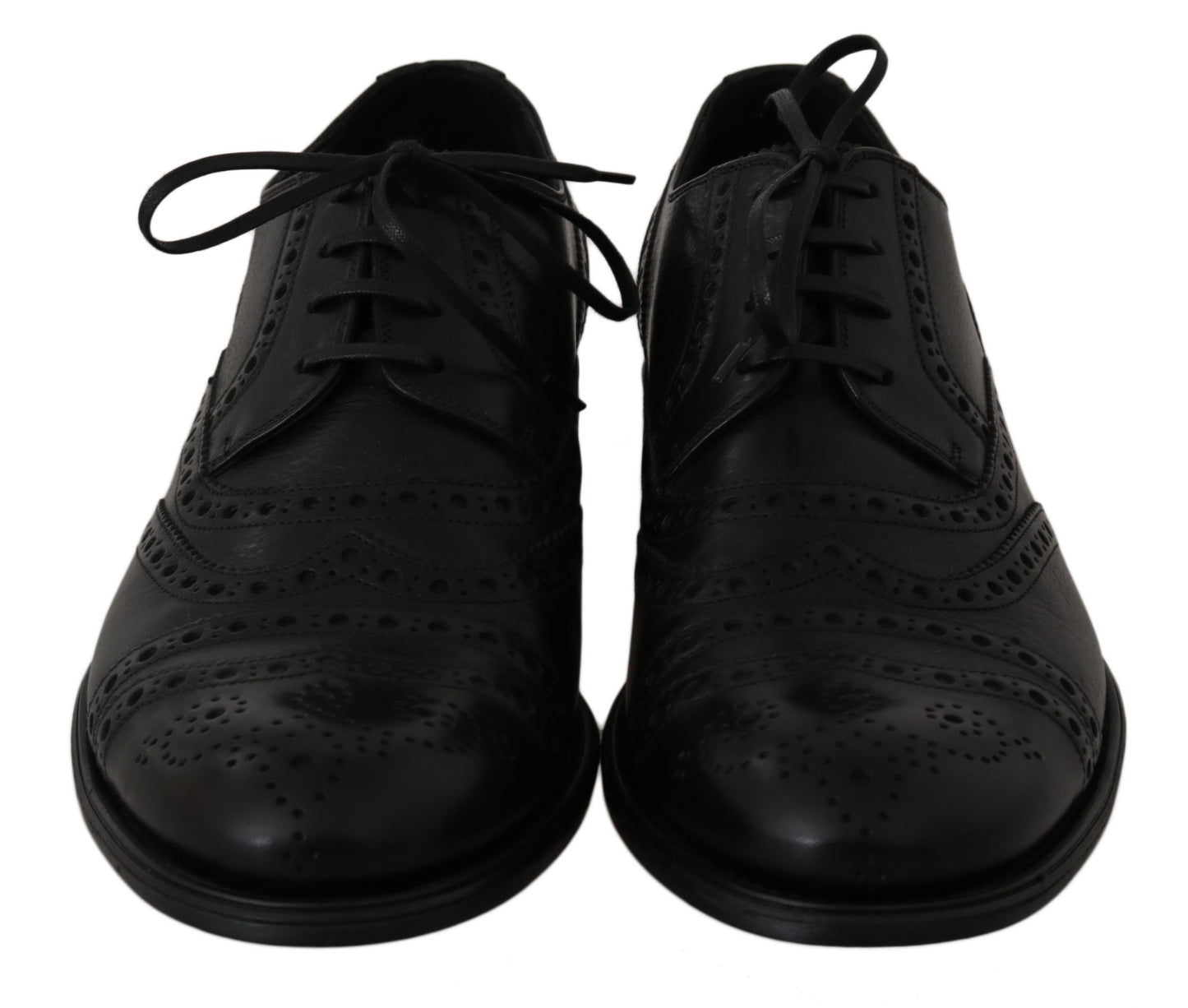 Dolce & Gabbana Black Leather Wingtip Oxford Dress Shoes