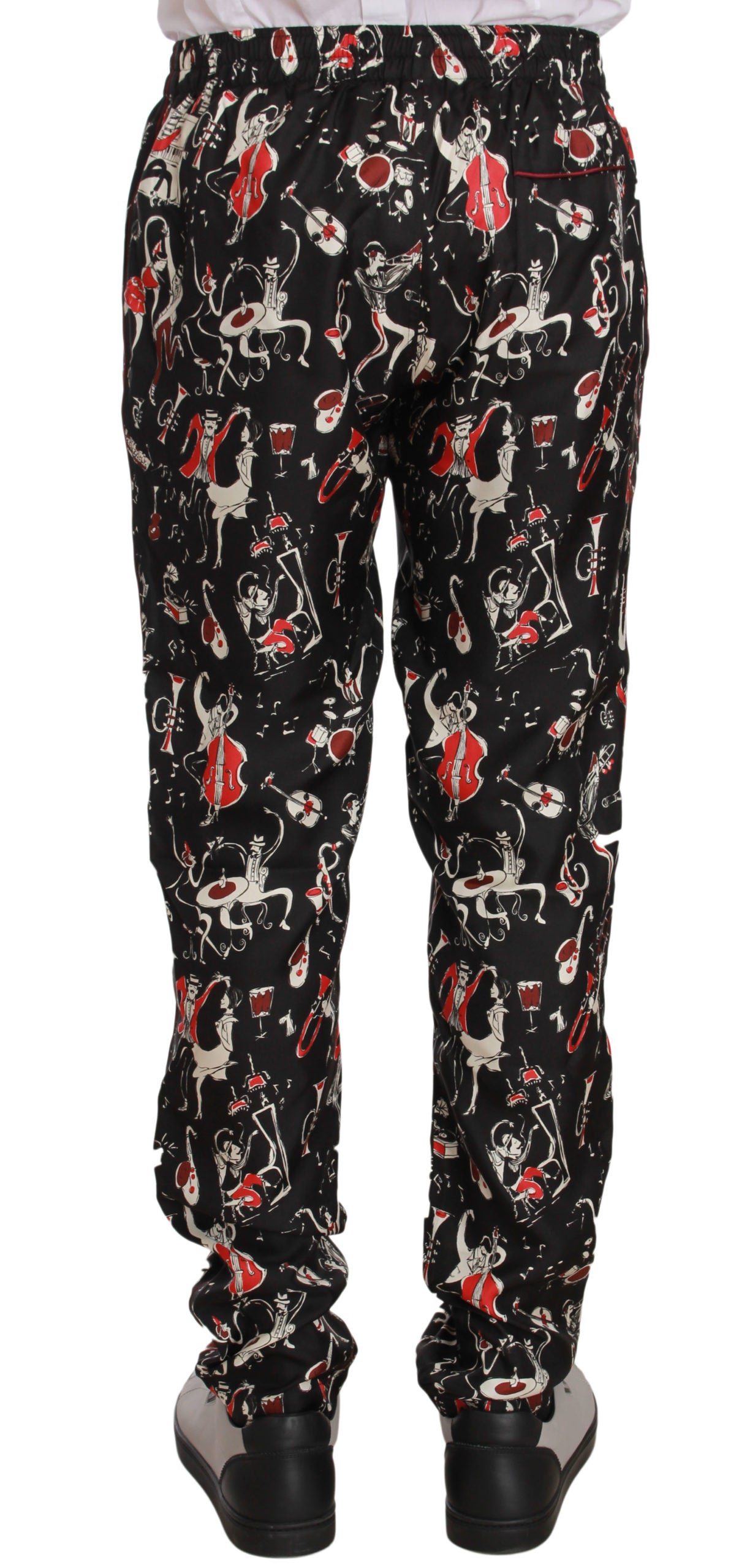 Dolce & Gabbana Red Musical Instrument Print Sleepwear Pants