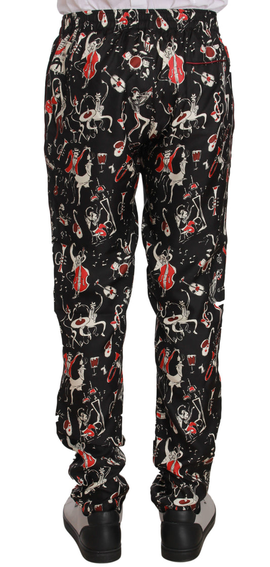 Dolce & Gabbana Red Musical Instrument Print Sleepwear Pants