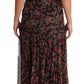 Dolce & Gabbana Black Floral Roses A-Line Shift Gown Dress