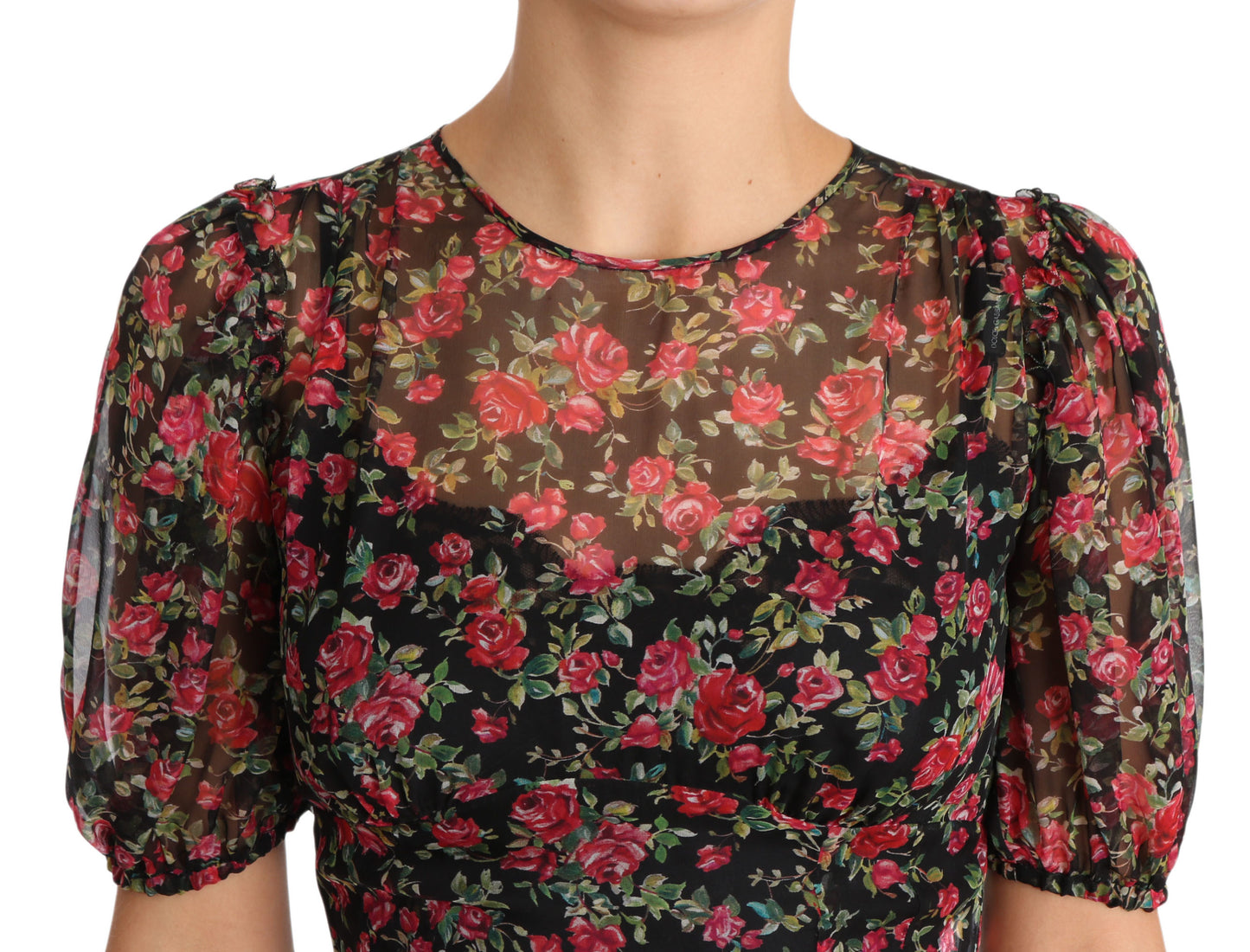 Dolce & Gabbana Black Floral Roses A-Line Shift Gown Dress