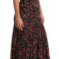 Dolce & Gabbana Black Floral Roses A-Line Shift Gown Dress