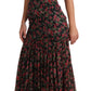 Dolce & Gabbana Black Floral Roses A-Line Shift Gown Dress