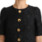 Dolce & Gabbana Elegant Black Button Embellished Mini Dress