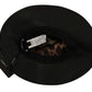 Dolce & Gabbana Black Leather DG Coin Crystal Wide Brim Hat