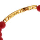 Nialaya Red Coral Gold CZ Cross 925 Silver Bracelet