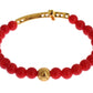 Nialaya Red Coral Gold CZ Cross 925 Silver Bracelet