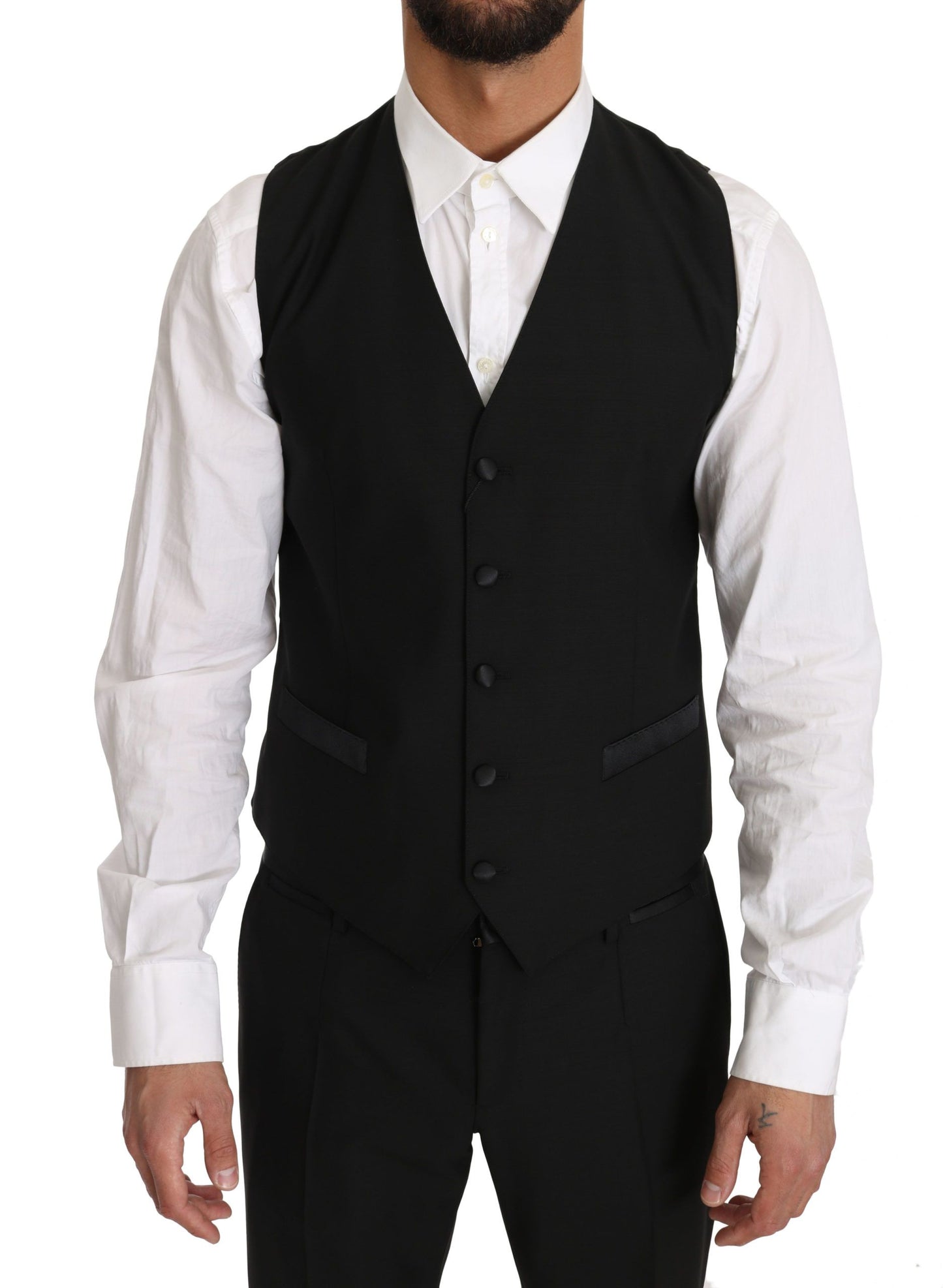 Dolce & Gabbana Black Wool Dress Waistcoat Gillet Vest