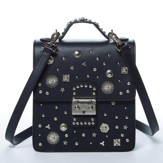 SUSU The Hollywood Black Leather Backpack Handbag
