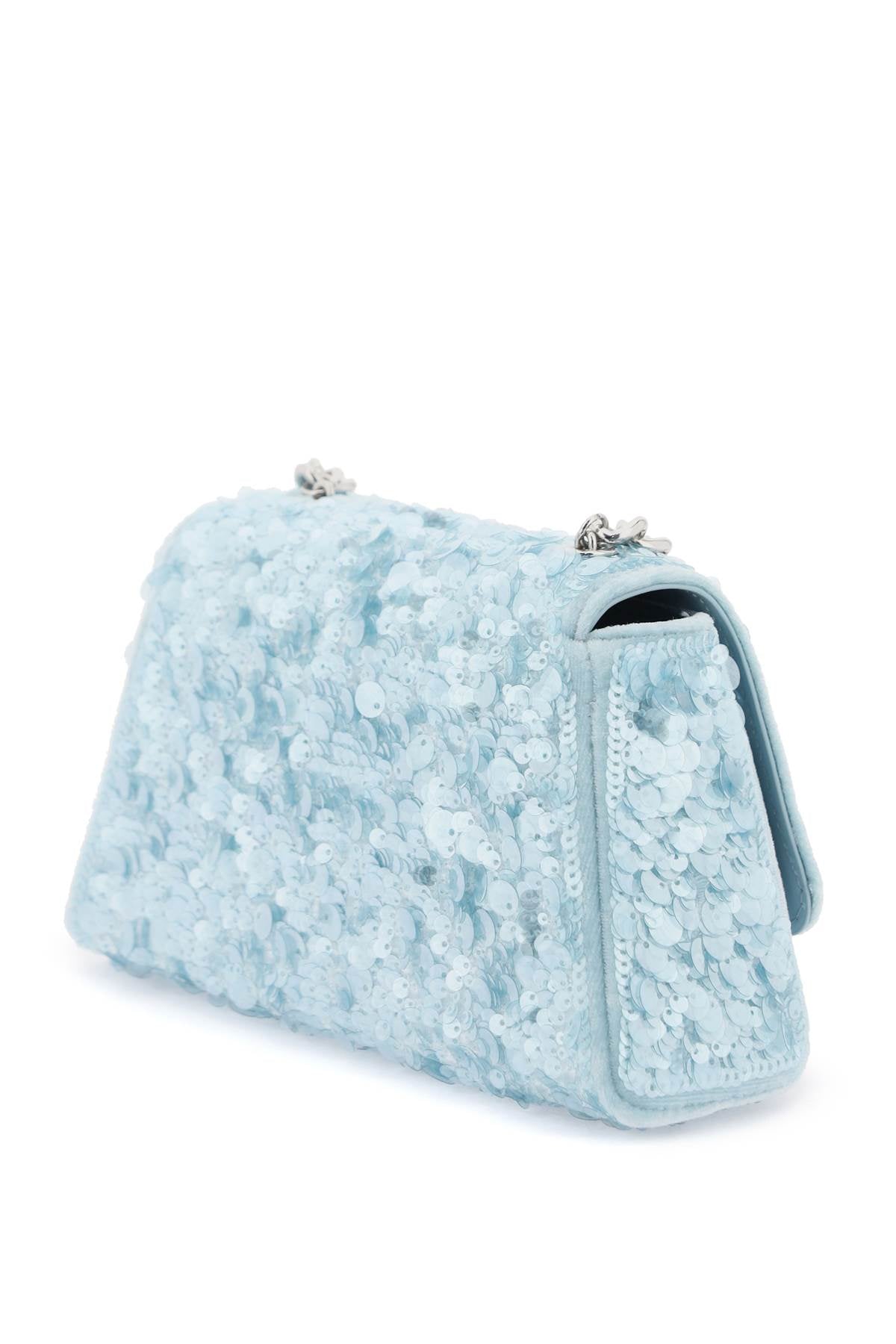 Self Portrait Blue Bow Sequined Velvet Mini Shoulder Bag