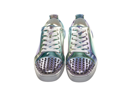 Christian Louboutin Fun Louis Junior Spikes Flat Ombre Laminated Leather Sneakers