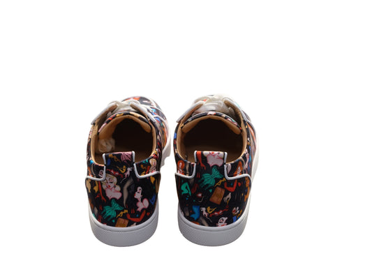 Christian Louboutin Rantulow Orlato Flat Crepe Satin Multicolour Limited Edition Dr Bored Print Sneakers