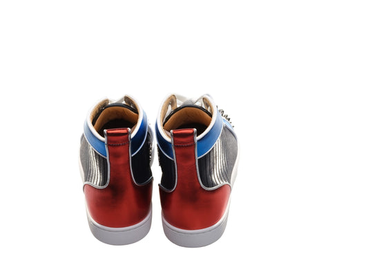 Christian Louboutin Louis Spikes Orlato Flat Multi Coloured Leather High Top Sneakers
