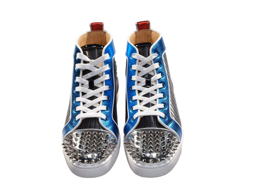 Christian Louboutin Louis Spikes Orlato Flat Multi Coloured Leather High Top Sneakers