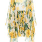 Dolce & Gabbana Yellow Rose Print Silk Chiffon Dress