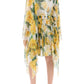 Dolce & Gabbana Yellow Rose Print Silk Chiffon Dress