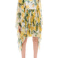 Dolce & Gabbana Yellow Rose Print Silk Chiffon Dress