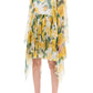 Dolce & Gabbana Yellow Rose Print Silk Chiffon Dress